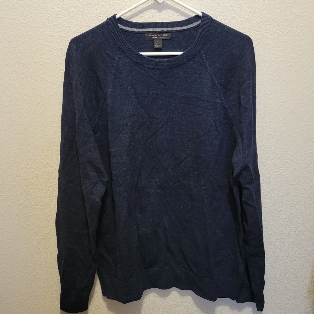 Banana Republic Men's Organic Cotton Longsleeve Crewneck Sweater Navy size Large